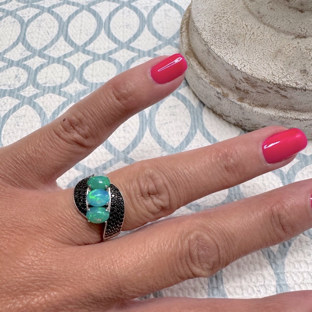 Opal and Spinel Silver 925 Silver Ring